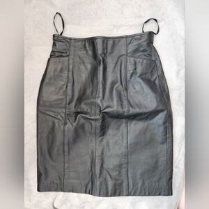 Wilson Black Leather Pencil Skirt
